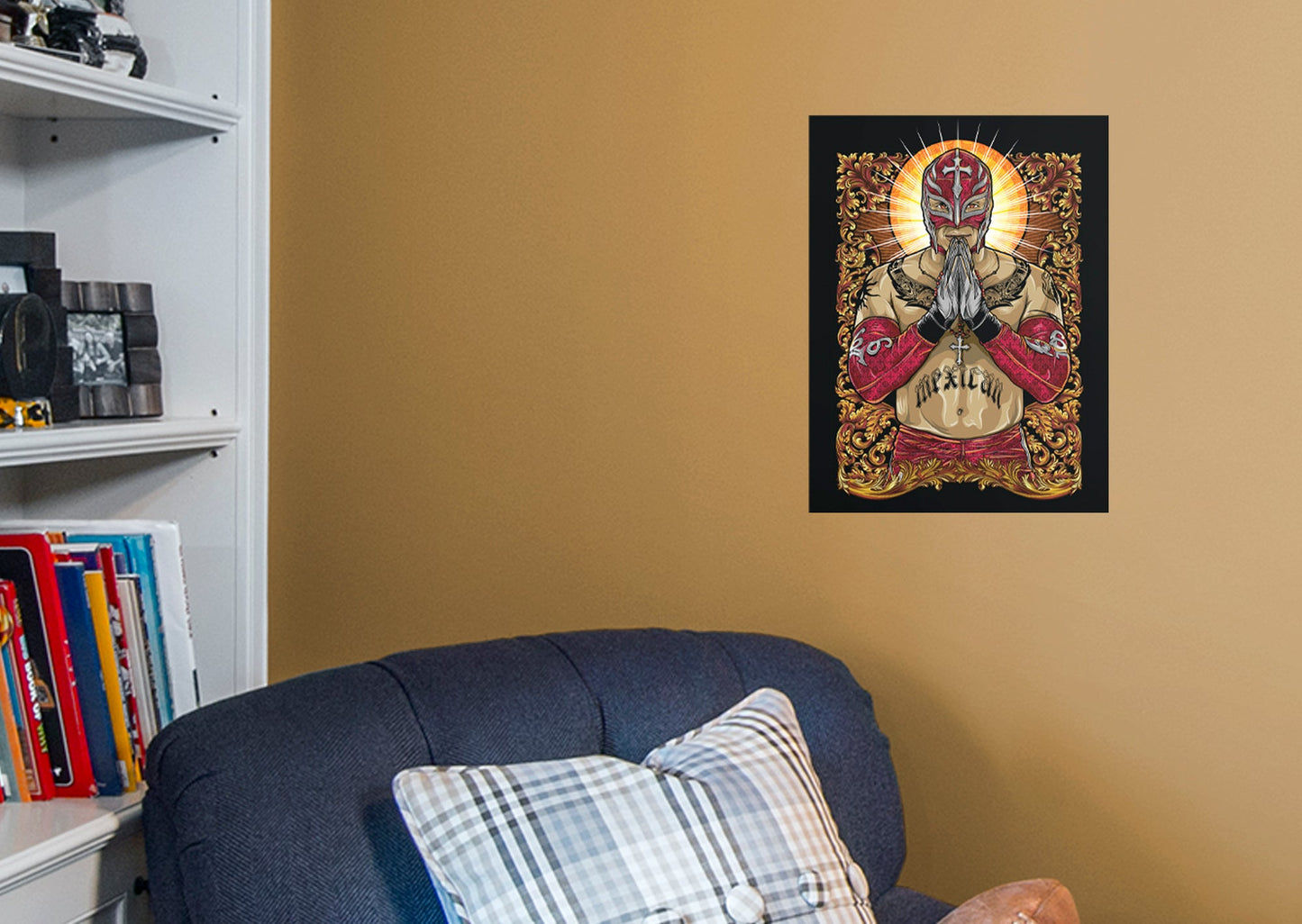 Rey Mysterio  Stained Glass Mural        - Officially Licensed WWE Removable Wall   Adhesive Decal