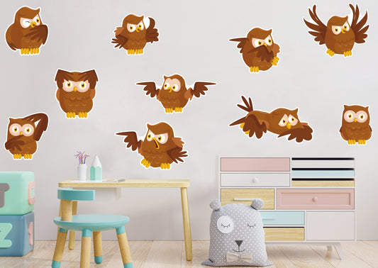 Nursery: Owl Brown Owls Collection        -   Removable Wall   Adhesive Decal