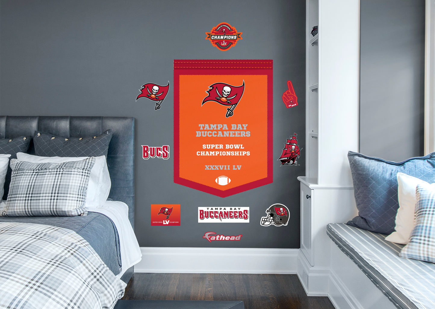 Tampa Bay Buccaneers 2021 Super Bowl Championships Banner  - Officially Licensed NFL Removable Wall Decal