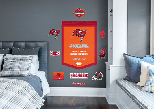 Tampa Bay Buccaneers 2021 Super Bowl Championships Banner  - Officially Licensed NFL Removable Wall Decal