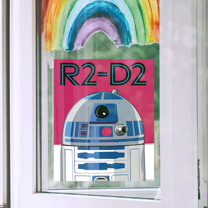 R2-D2 Pop Art Window Cling - Officially Licensed Star Wars Removable Window Static Decal