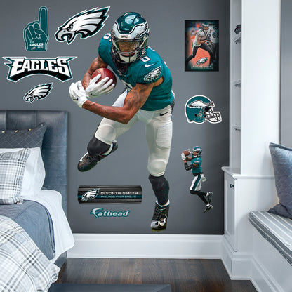 Philadelphia Eagles: DeVonta Smith 2022 - NFL Removable Adhesive Wall Decal Life-Size Athlete +9 Wall Decals 36W x 75H