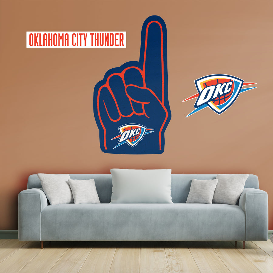 Oklahoma City Thunder - RealBig Foam Finger Collection - Official NBA - Reusable Vinyl Wall Decals