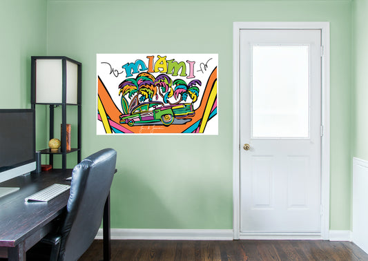 Dream Big Art:  Miami Vintage Mural        - Officially Licensed Juan de Lascurain Removable Wall   Adhesive Decal