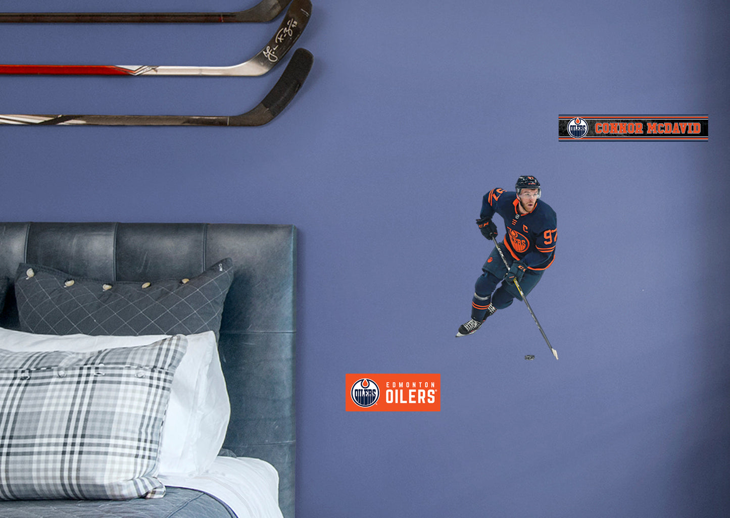Edmonton Oilers Connor McDavid  Navy        - Officially Licensed NHL Removable Wall   Adhesive Decal