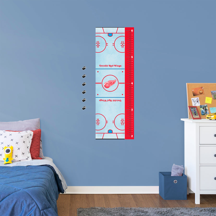 Rink - Growth Chart - Official NHL - Detroit Red Wings - Reusable Vinyl Wall Decal