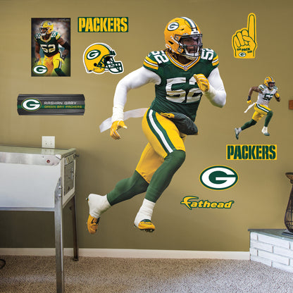 Green Bay Packers: Rashan Gary         - Officially Licensed NFL Removable     Adhesive Decal