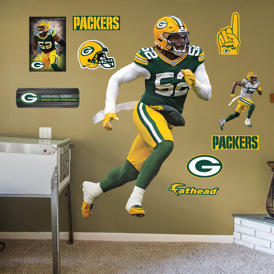 Green Bay Packers: Rashan Gary 2022        - Officially Licensed NFL Removable     Adhesive Decal