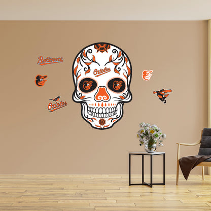 Baltimore Orioles:   Skull        - Officially Licensed MLB Removable     Adhesive Decal