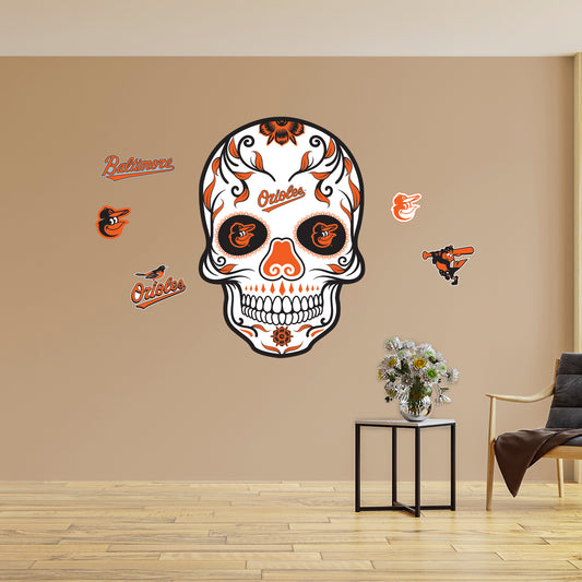 Baltimore Orioles: Skull - Officially Licensed MLB Removable Adhesive Decal