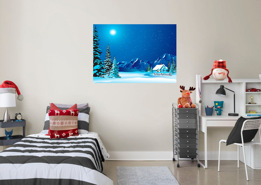 Christmas: Cottage Poster - Removable Adhesive Decal