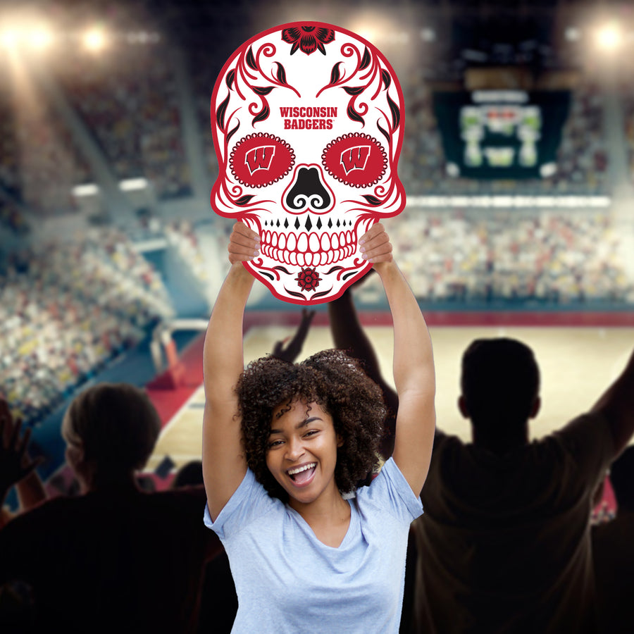 Skull - Big Head - Official NCAA - Wisconsin Badgers - Foam Core Cutout