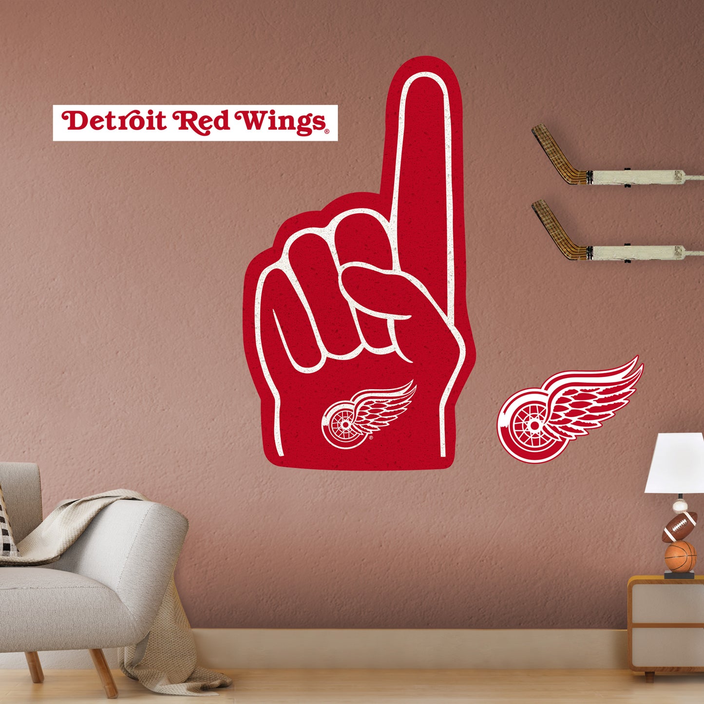 Detroit Red Wings:    Foam Finger        - Officially Licensed NHL Removable     Adhesive Decal
