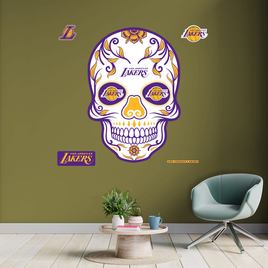 Los Angeles Lakers - RealBig Sugar Skull Collection - Official NBA - Reusable Vinyl Wall Decals