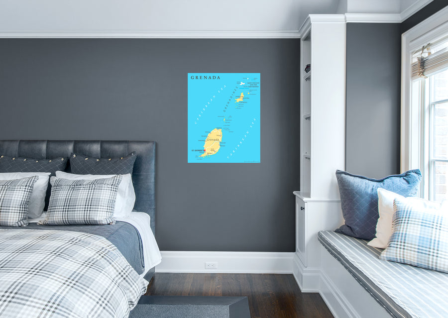 Maps of North America: Grenada Mural        -   Removable Wall   Adhesive Decal