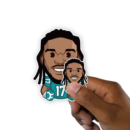 Miami Dolphins: Jaylen Waddle  Emoji Minis        - Officially Licensed NFLPA Removable     Adhesive Decal