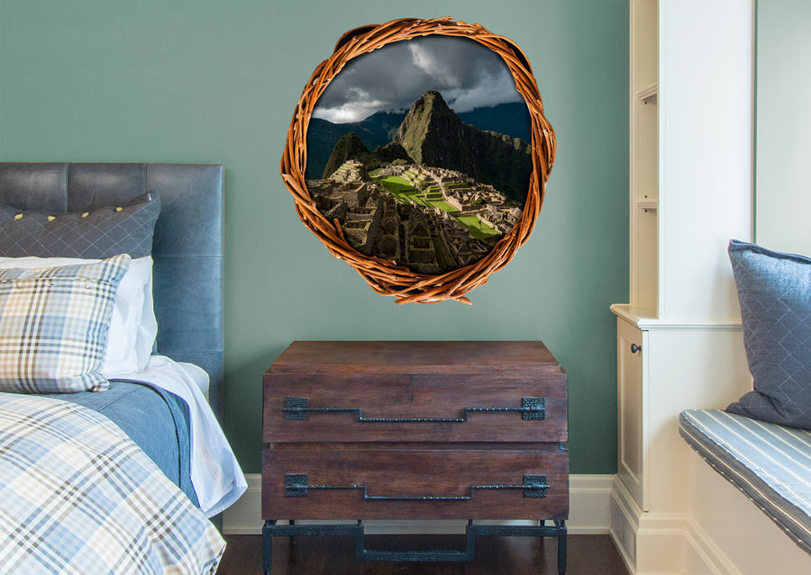 New Wonders: Machu Pichu Stormy View Instant Windows        -   Removable Wall   Adhesive Decal