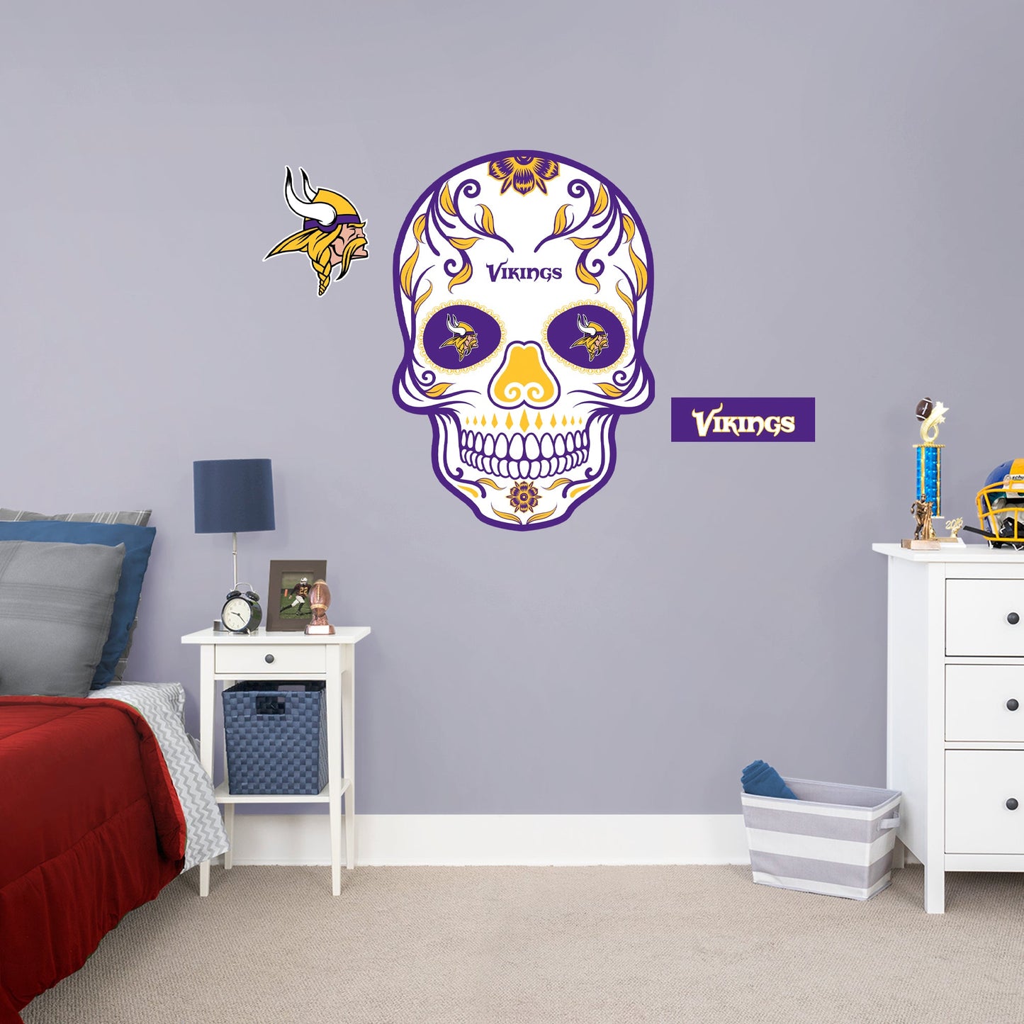 Minnesota Vikings: Skull - Officially Licensed NFL Removable Adhesive Decal