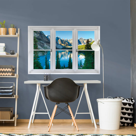 Instant Window: Banff Mountains and Lake - Removable Wall Graphic