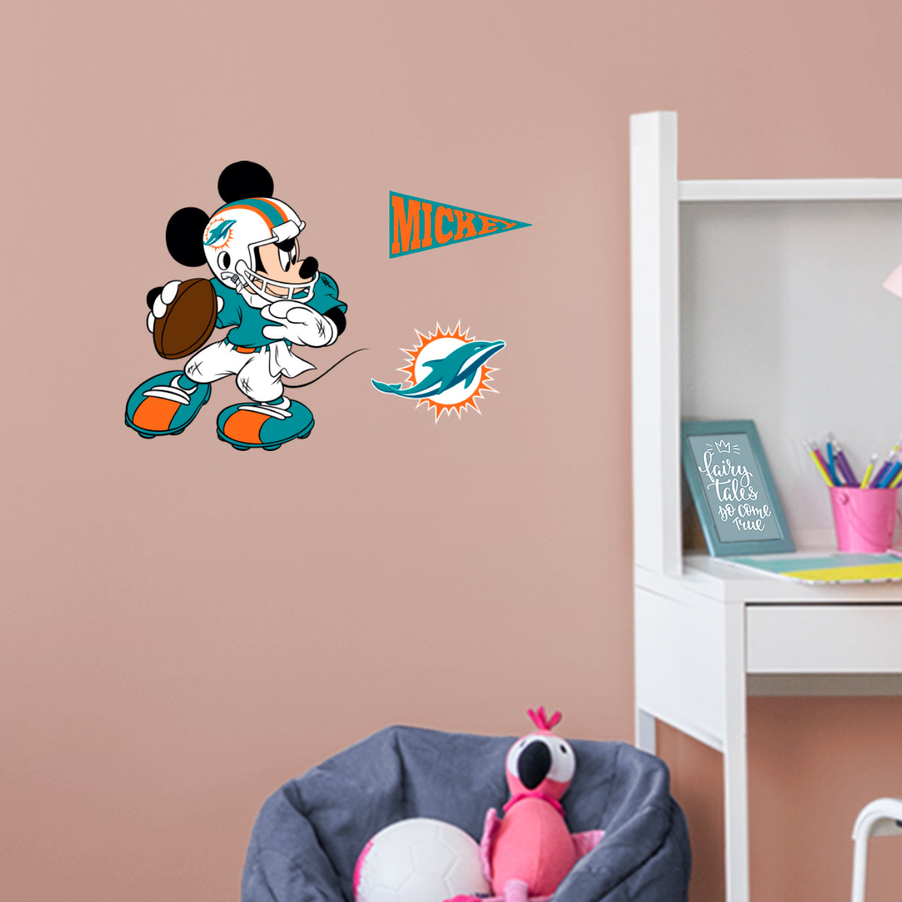 Miami Dolphins: Mickey Mouse - Officially Licensed NFL Removable Adhesive Decal