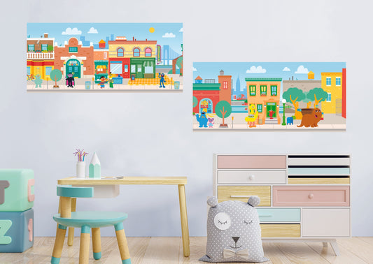 Sesame Street Town Mural - Officially Licensed Sesame Street Removable Adhesive Decal