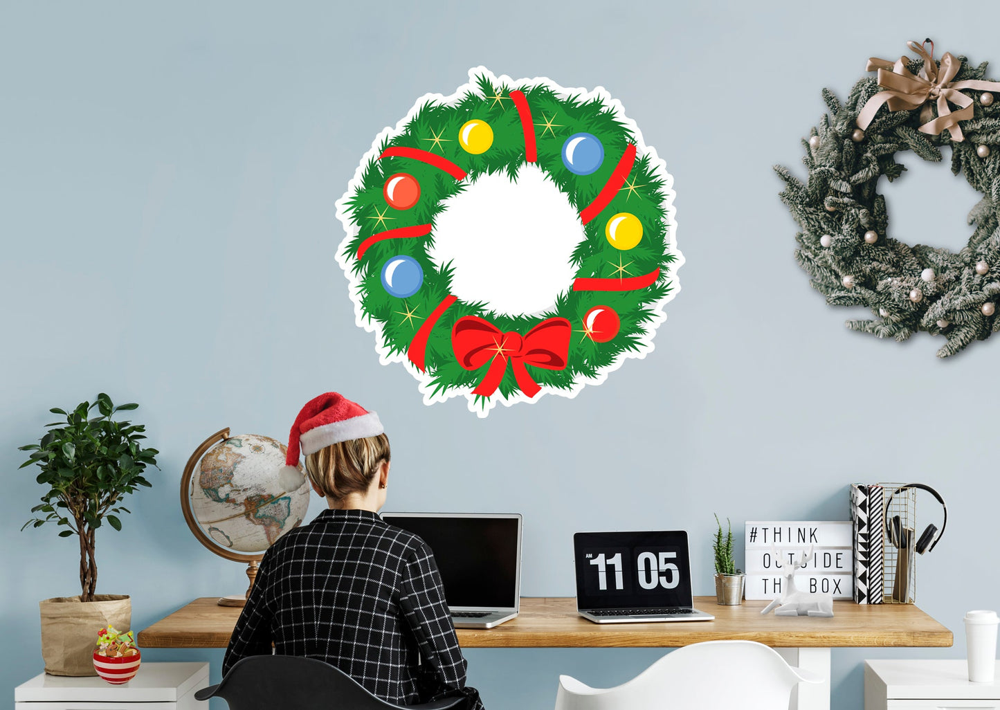 Christmas: Wreath Icon - Removable Adhesive Decal