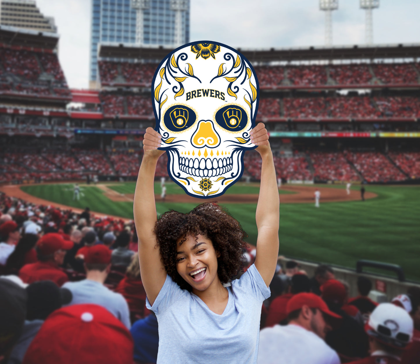 Milwaukee Brewers: Skull Foam Core Cutout - Officially Licensed MLB Big Head
