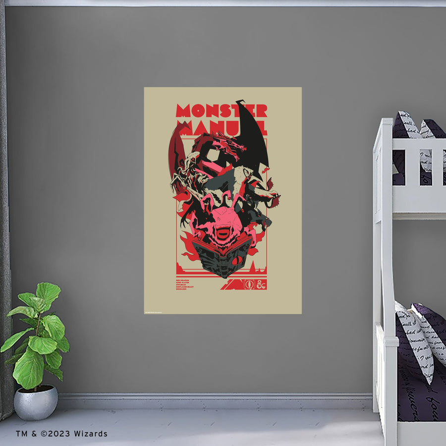 Dungeons & Dragons Monster Manual - Peel & Stick Poster - Official Hasbro - Dungeons & Dragons - Reusable Vinyl Wall Decal