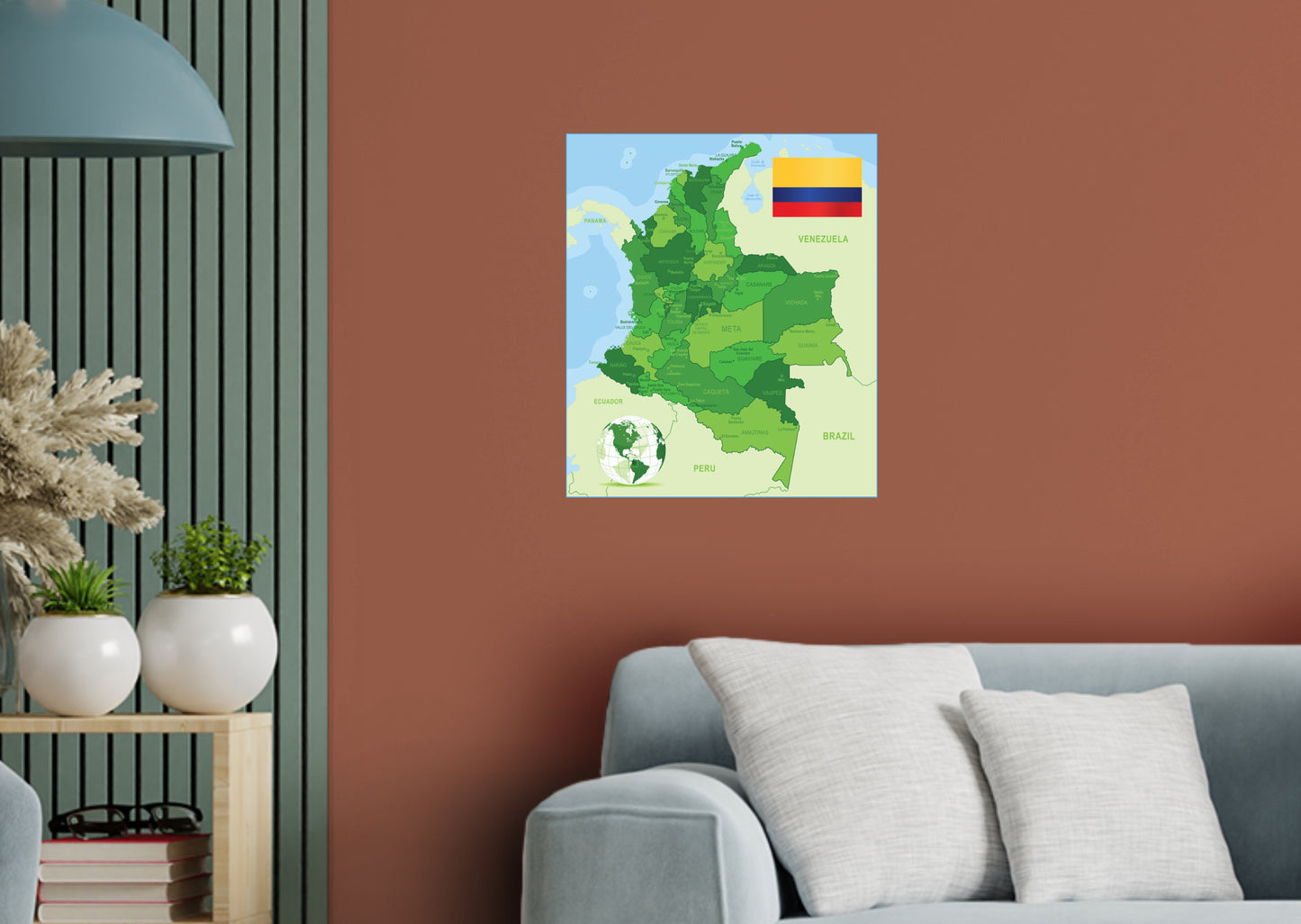 Maps of South America: Colombia Mural        -   Removable     Adhesive Decal