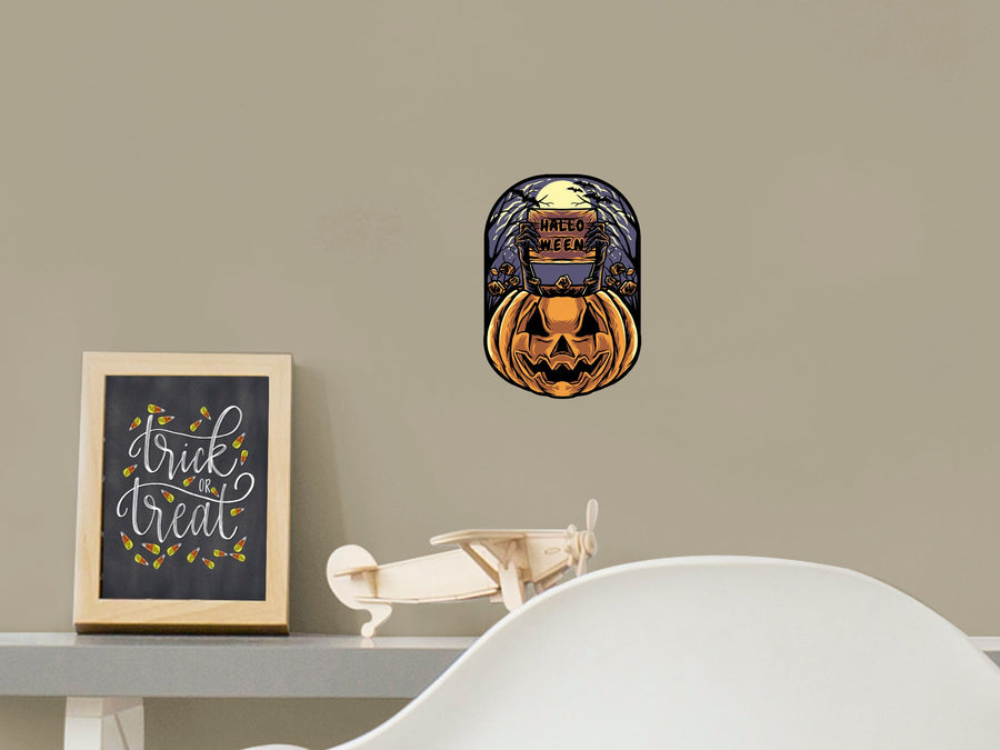 Halloween:  Angry Pumpkin Icon        -   Removable     Adhesive Decal