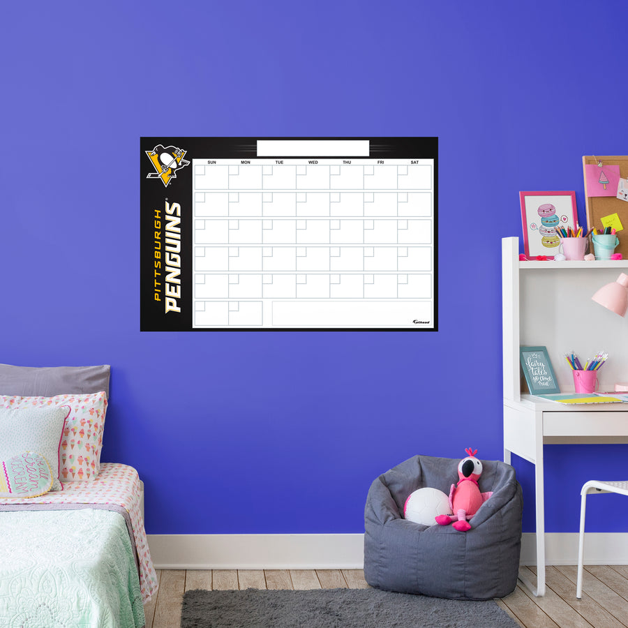 Pittsburgh Penguins - Dry Erase Calendar - Official NHL - Reusable Vinyl Wall Decal