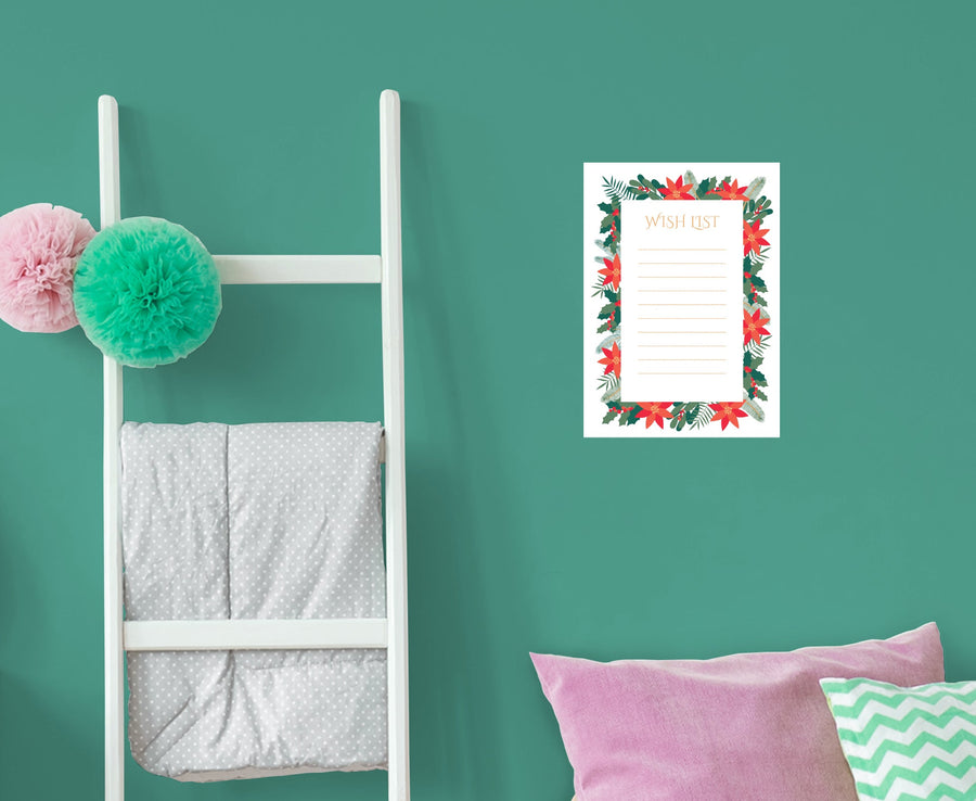 Christmas: Christmas List Dry Erase - Removable Adhesive Decal