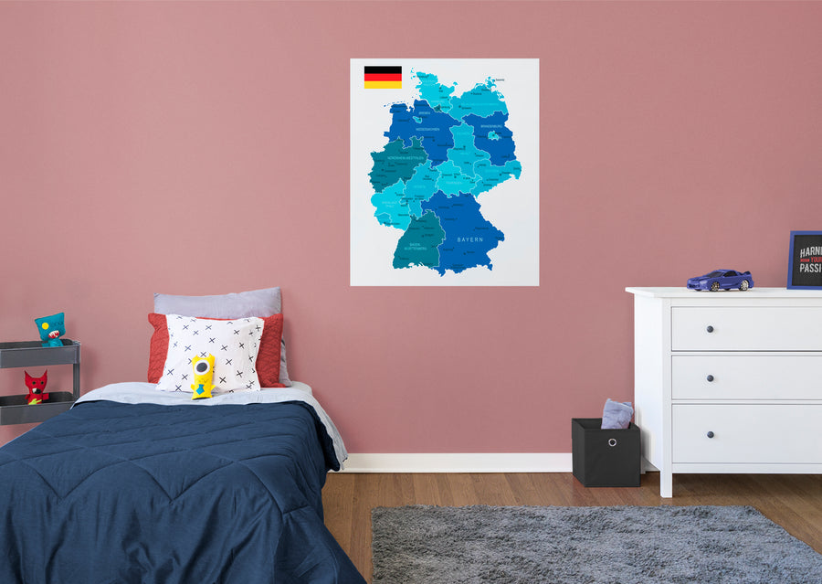 Maps of Europe: Germany Mural        -   Removable Wall   Adhesive Decal