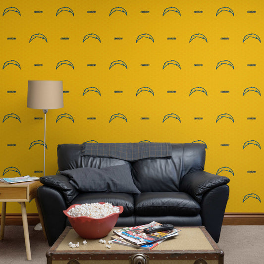Los Angeles Chargers (Yellow): Logo Pattern - Officially Licensed NFL Peel & Stick Wallpaper