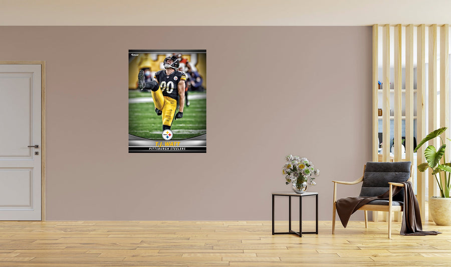 T.J. Watt - GameStars Series - Peel & Stick Poster - Official NFL - Pittsburgh Steelers - Reusable Vinyl Wall Decal