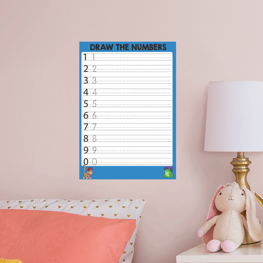 Dry Erase Educational Draw the numbers - Removable Wall Decal