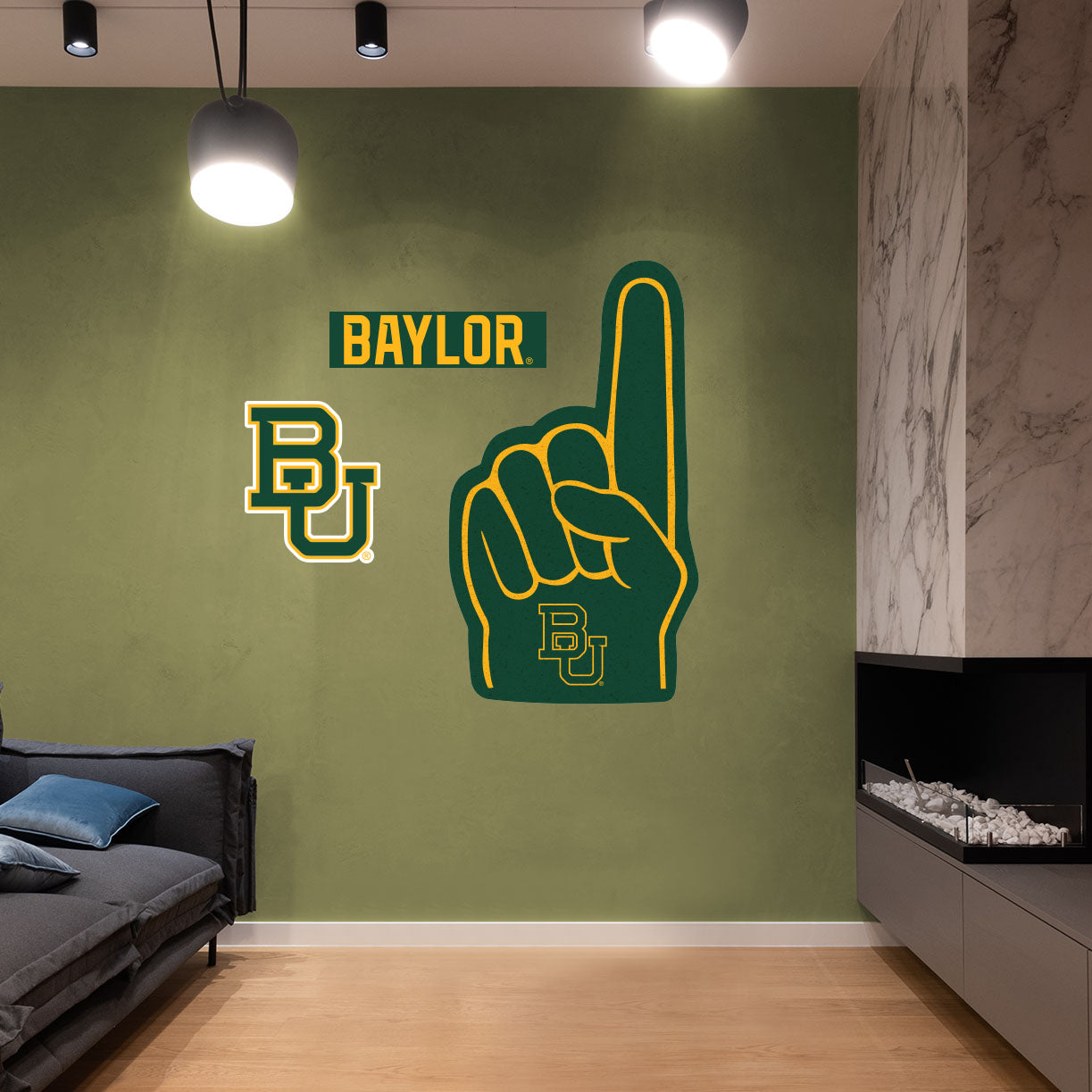 Baylor Bears: Foam Finger - Officially Licensed NCAA Removable Adhesive Decal