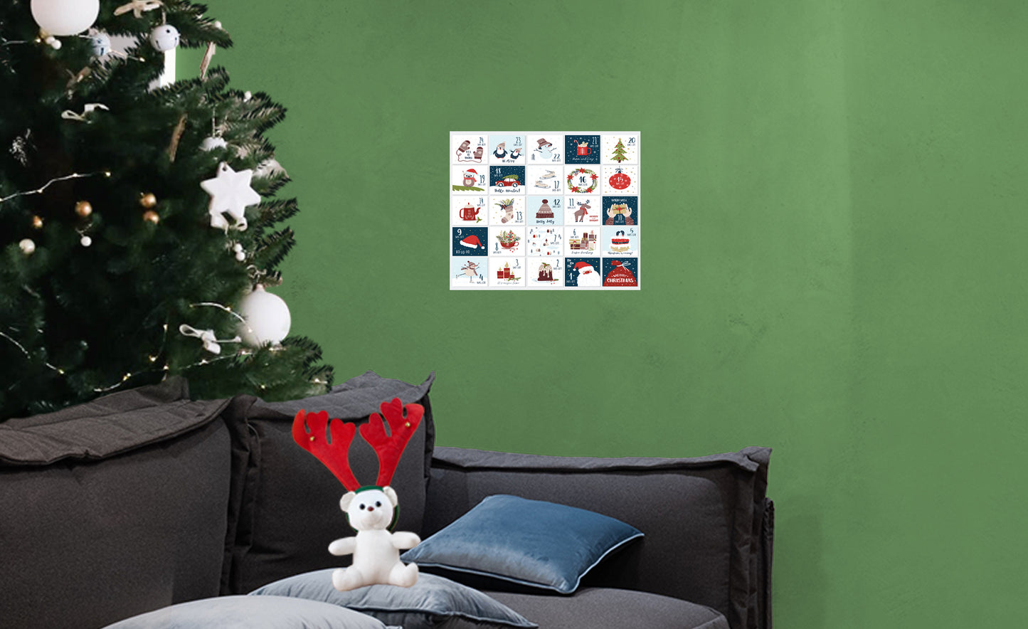 Christmas: Two Penguins Calendar Dry Erase        -   Removable     Adhesive Decal