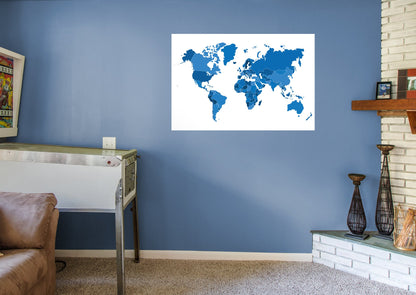 World Maps:  Stylized World Map Mural        -   Removable Wall   Adhesive Decal