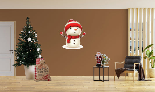 Christmas: Snowman with Red Hat Die-Cut Character - Removable Adhesive Decal