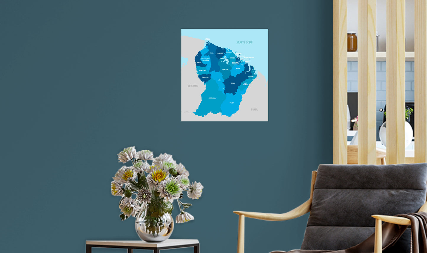 Maps of South America: French Guiana Mural        -   Removable     Adhesive Decal