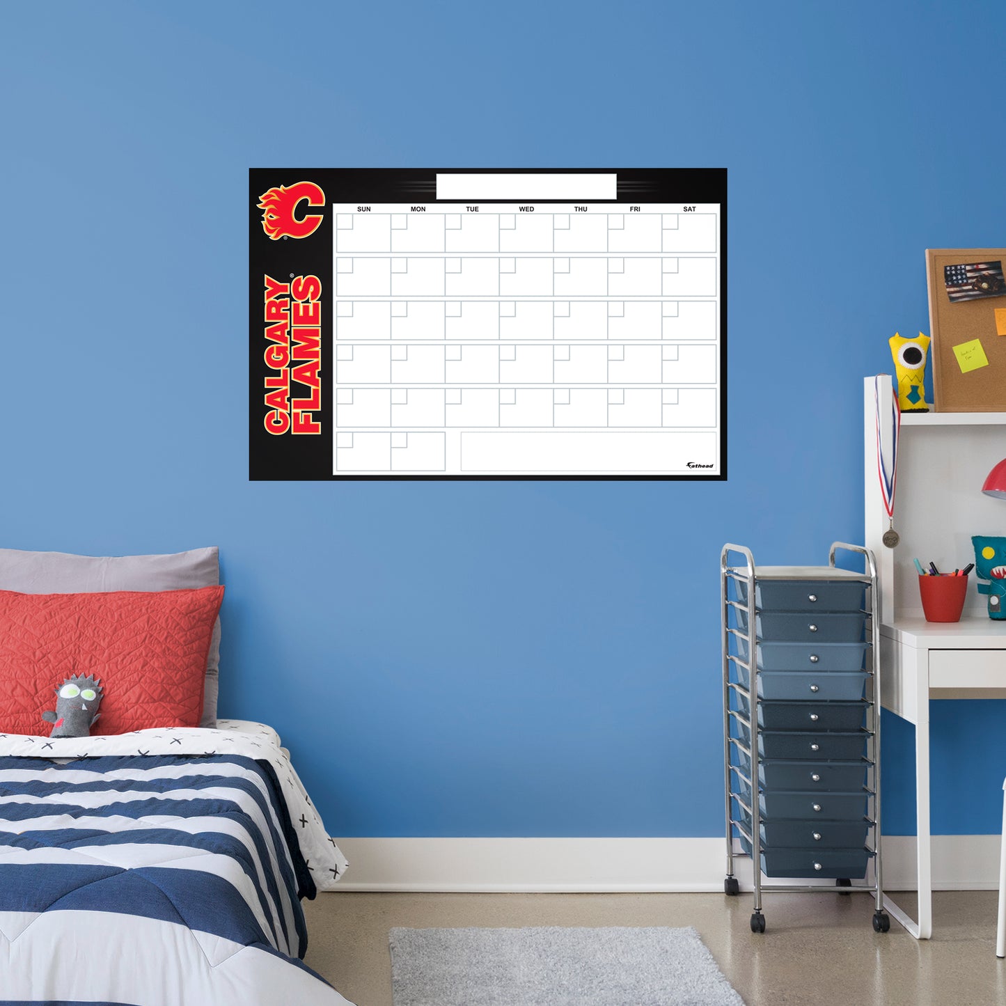 Calgary Flames Dry Erase Calendar  - Officially Licensed NHL Removable Wall Decal