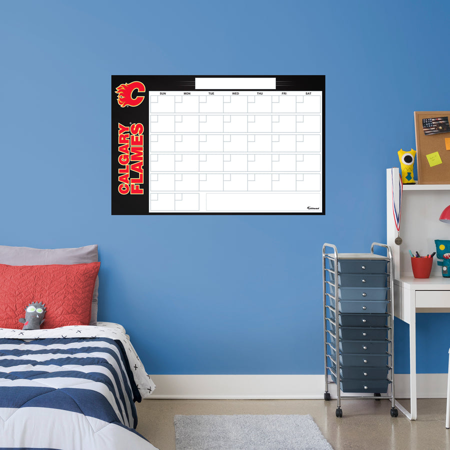 Calgary Flames - Dry Erase Calendar - Official NHL - Reusable Vinyl Wall Decal