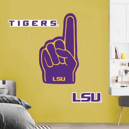 LSU Tigers:    Foam Finger        - Officially Licensed NCAA Removable     Adhesive Decal