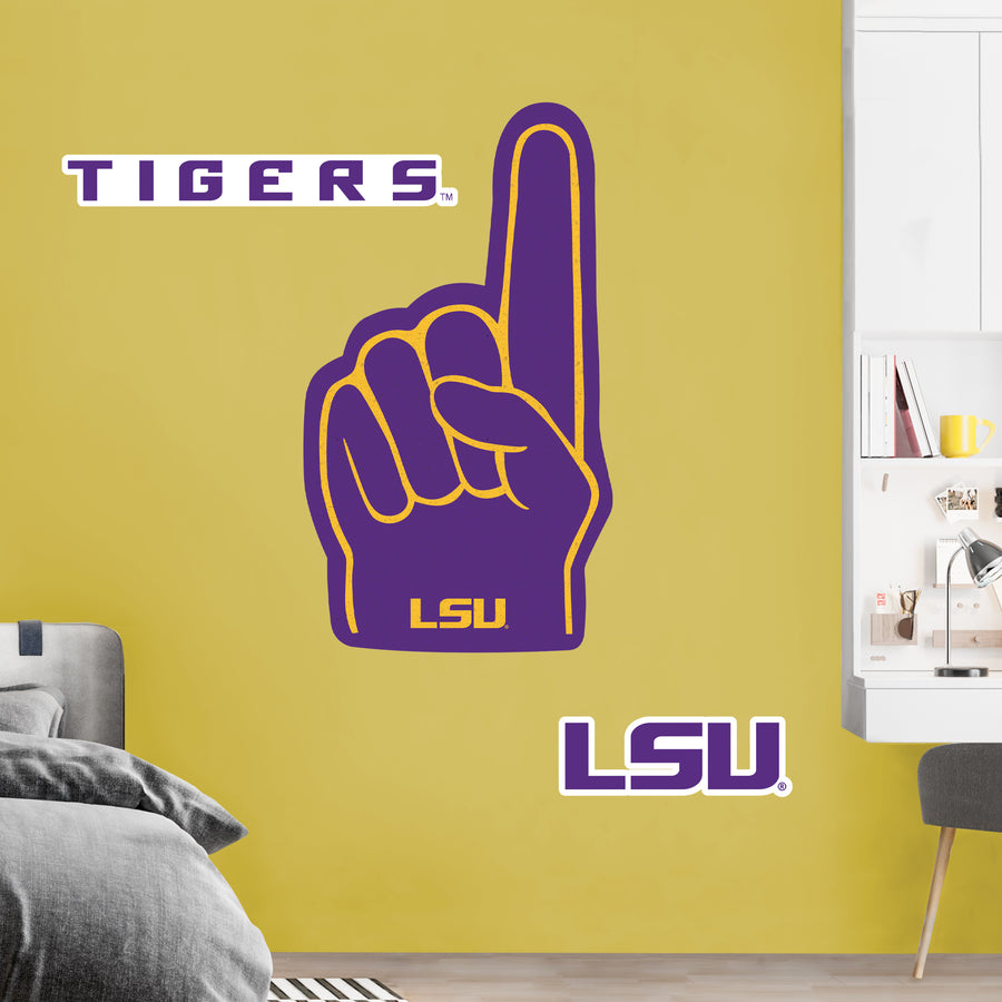 LSU Tigers - RealBig Foam Finger Collection - Official NCAA - Reusable Vinyl Wall Decals