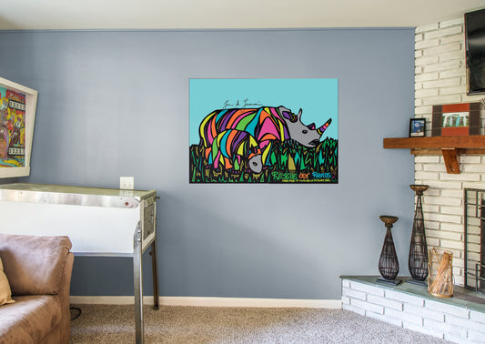 Dream Big Art:  Rescue Our Rhinos Mural        - Officially Licensed Juan de Lascurain Removable Wall   Adhesive Decal
