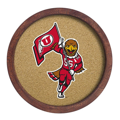 Utah Utes: Mascot - "Faux" Barrel Framed Cork Board - The Fan-Brand