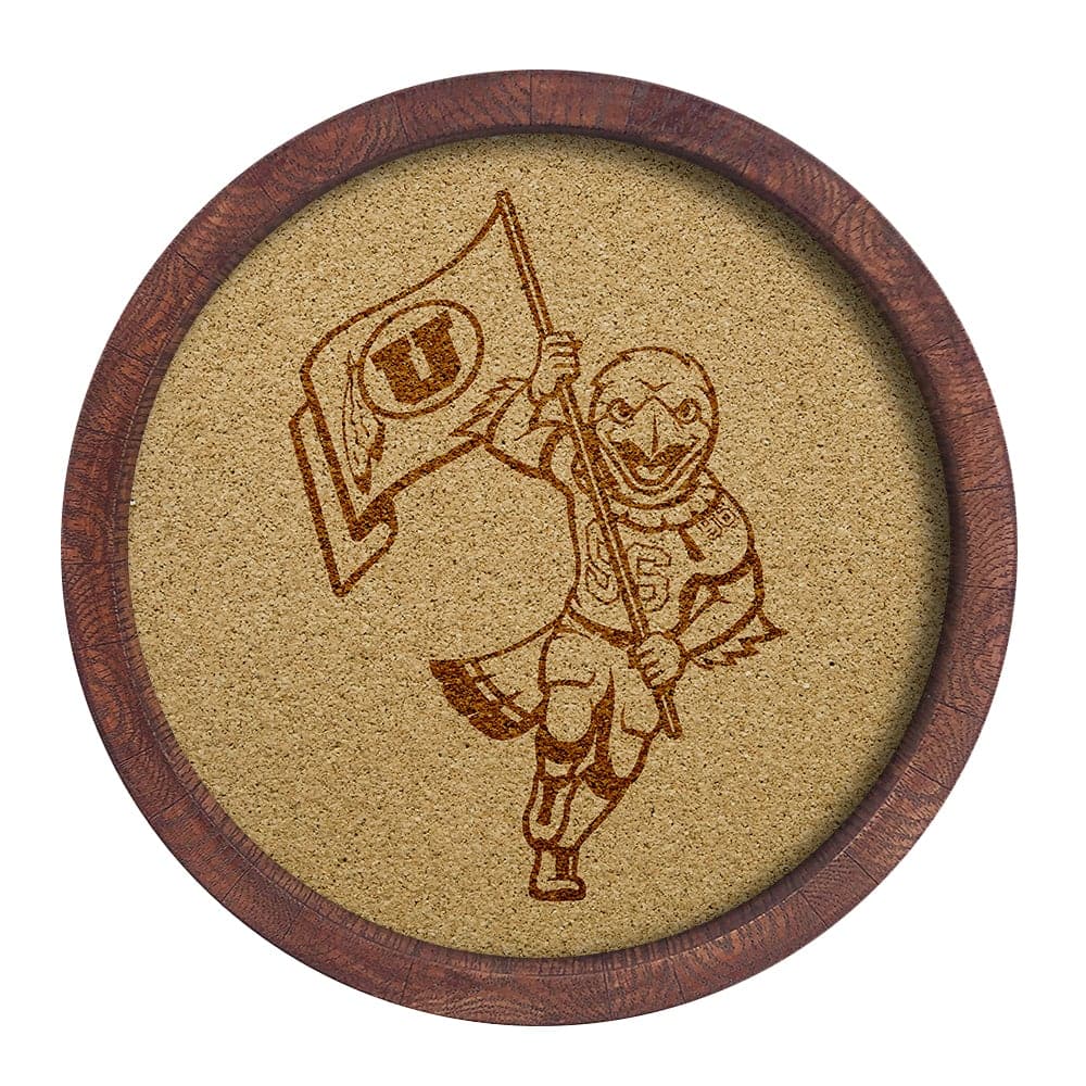 Utah Utes: Mascot - "Faux" Barrel Framed Cork Board - The Fan-Brand