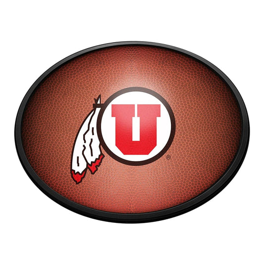 Utah Utes: Pigskin - Oval Slimline Lighted Wall Sign - The Fan-Brand