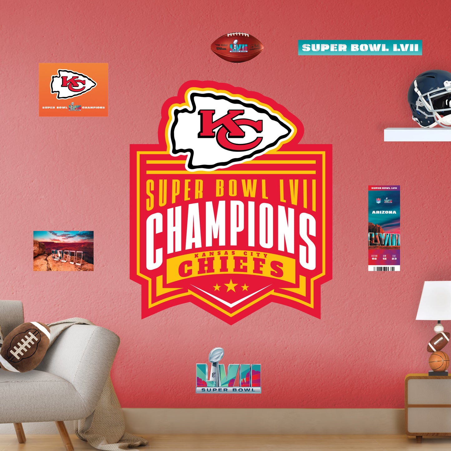 Kansas City Chiefs Super Bowl LVII Champions 12 Steel Logo Sign